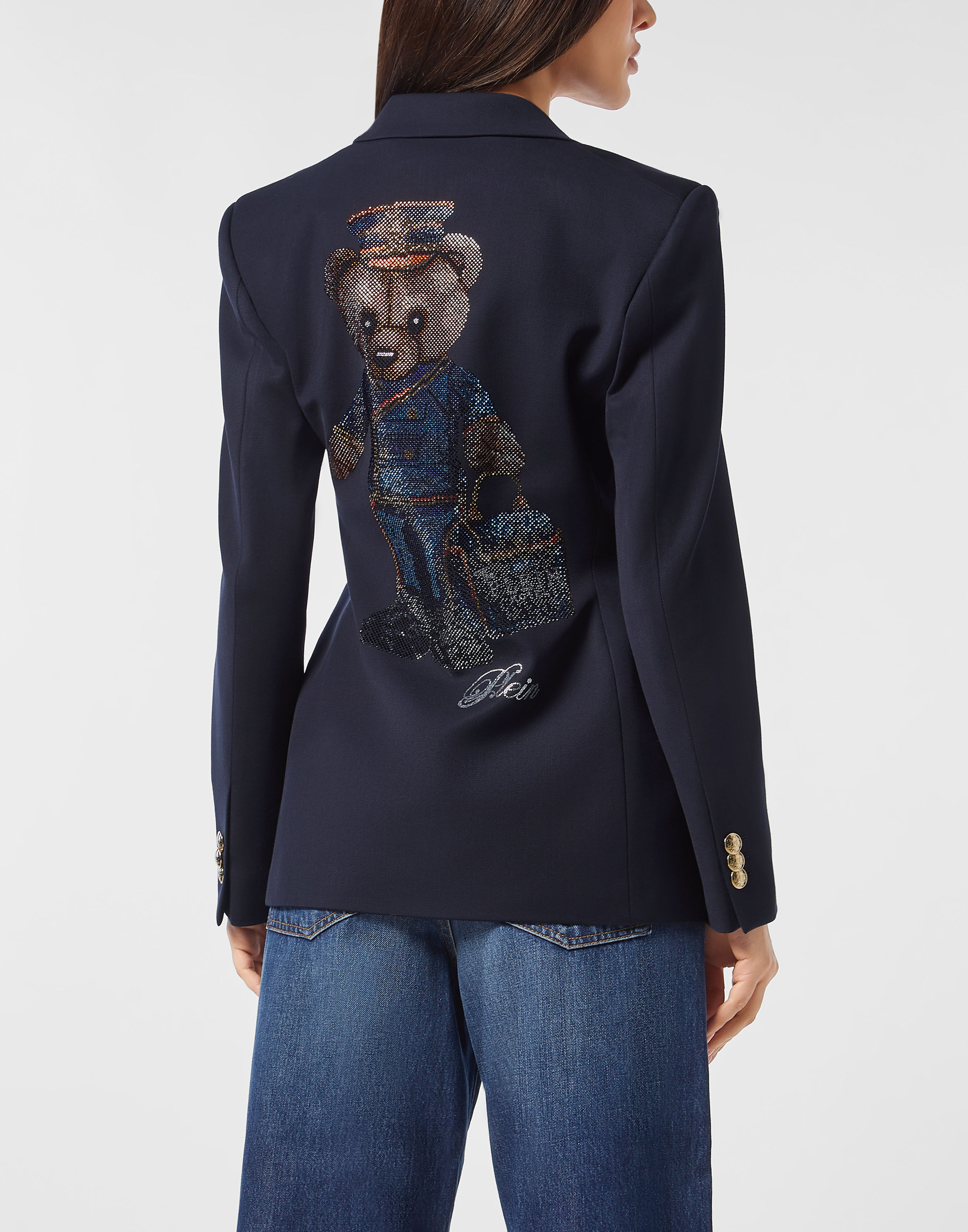 Marine Fit Dubbelbröstad blazer Teddy