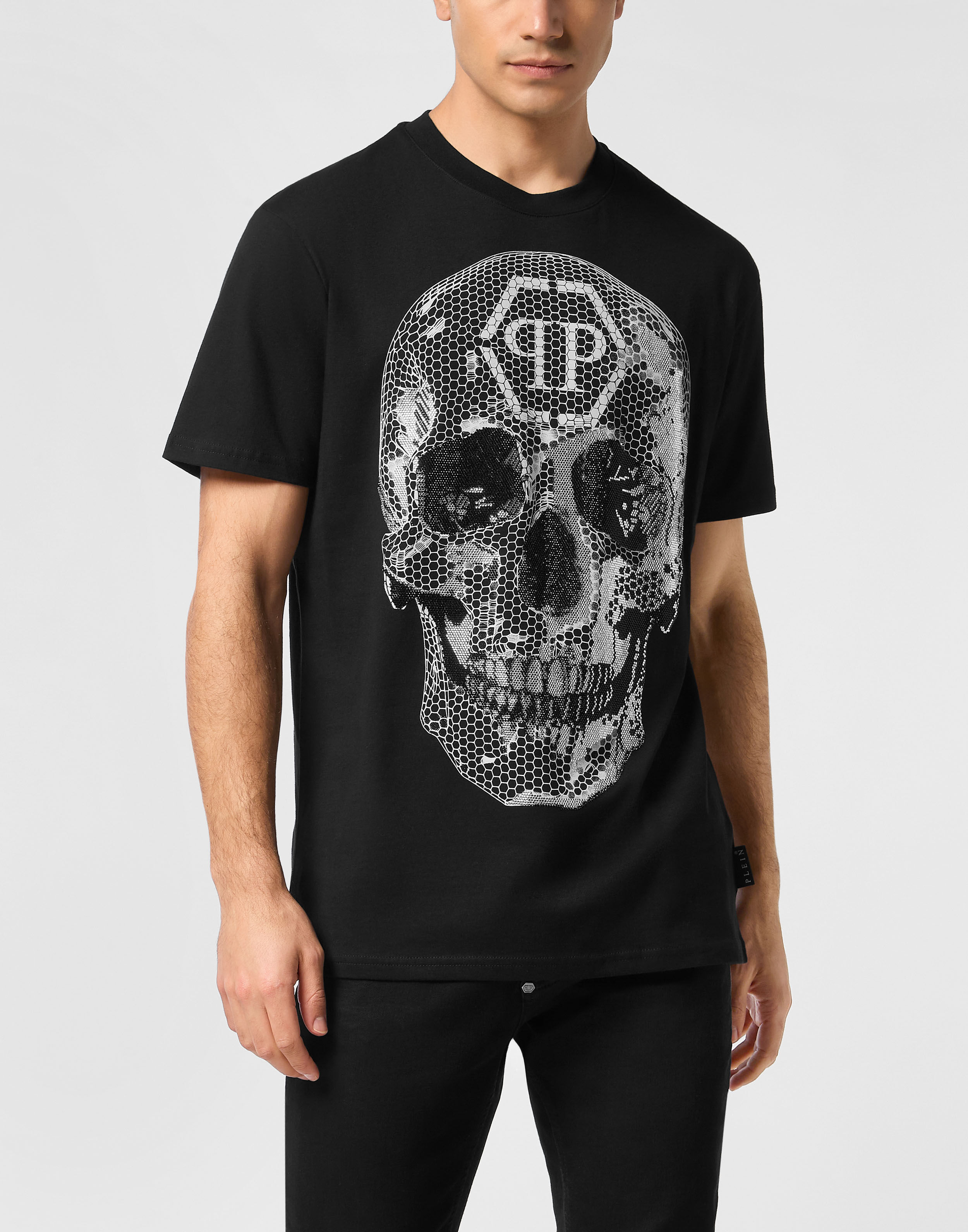 Cirkelhals T-shirt Skelett Strass