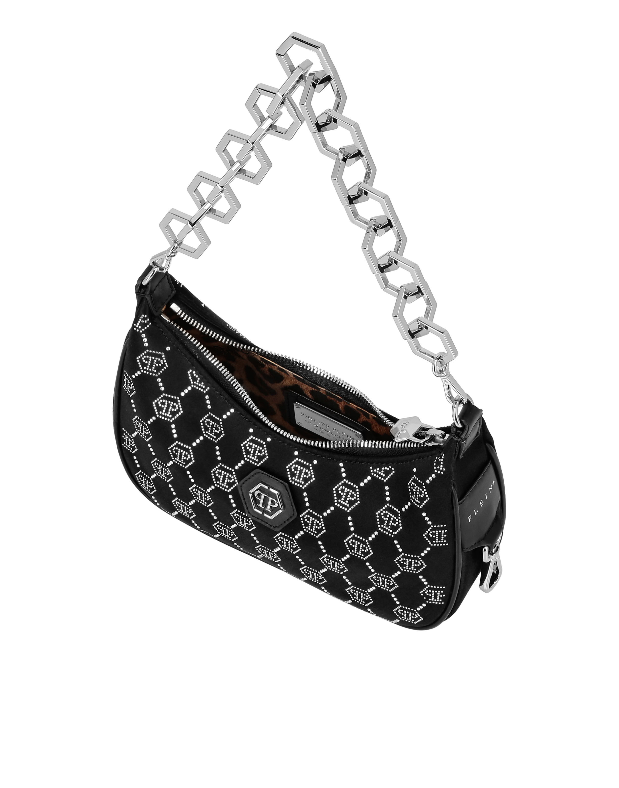 Satin skuldbag med monogram