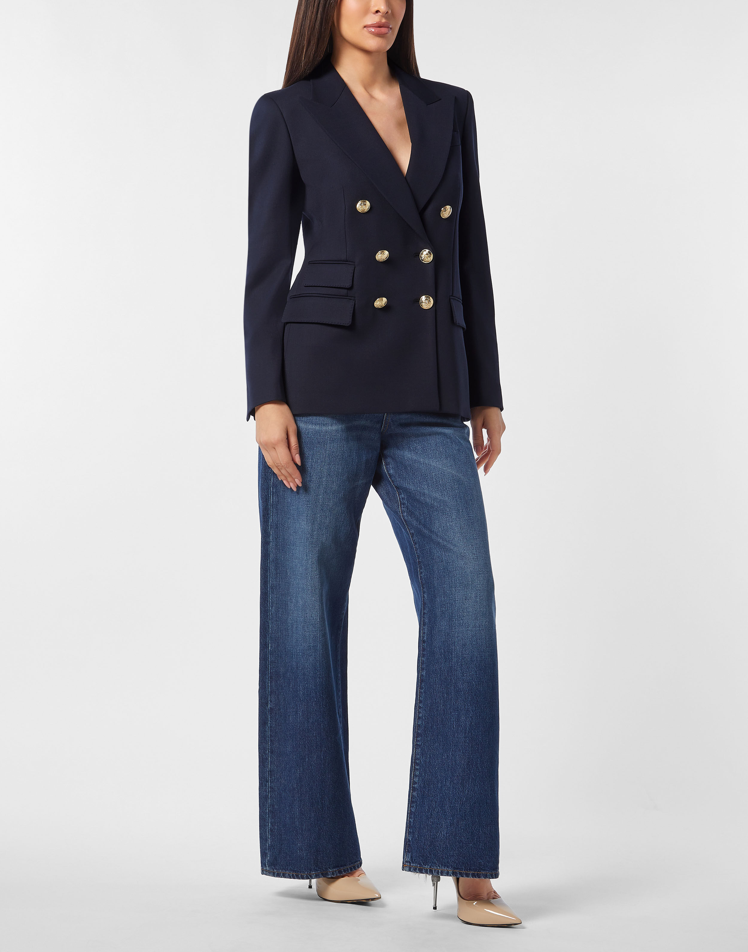 Marine Fit Dubbelbröstad blazer Teddy