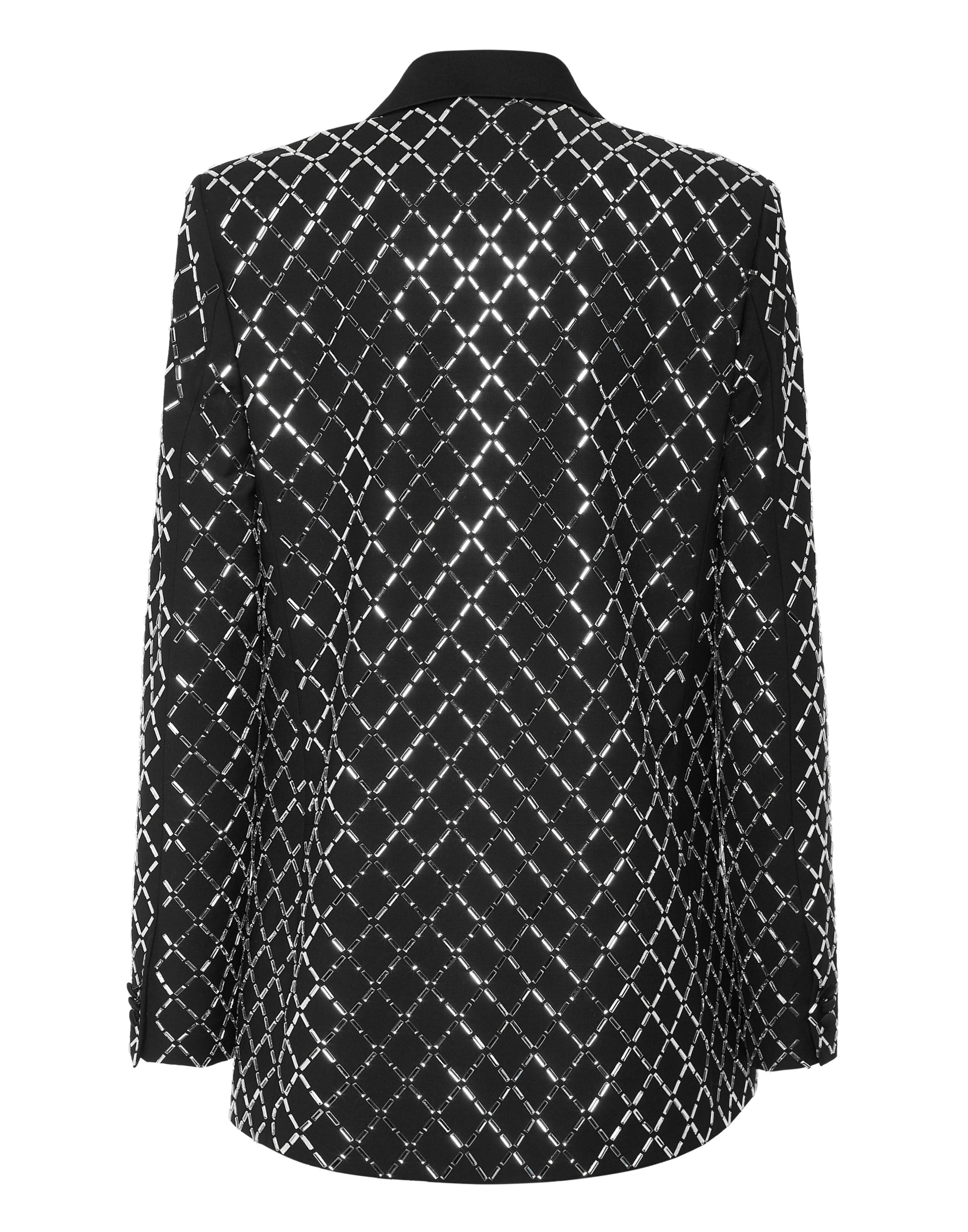 Wol och satin mannsklickad blazer kristallromb