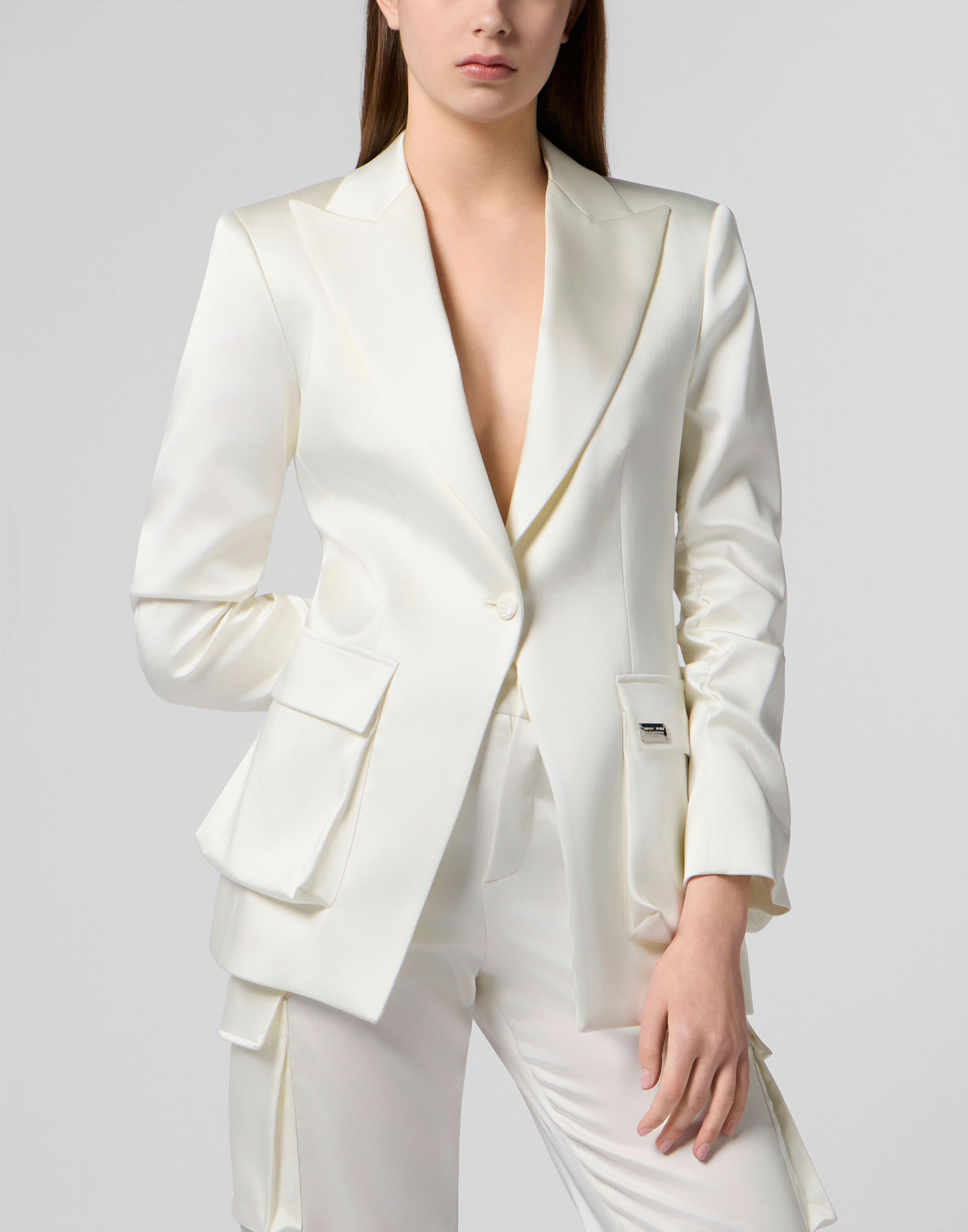 Satin Cargo Fit-blazer