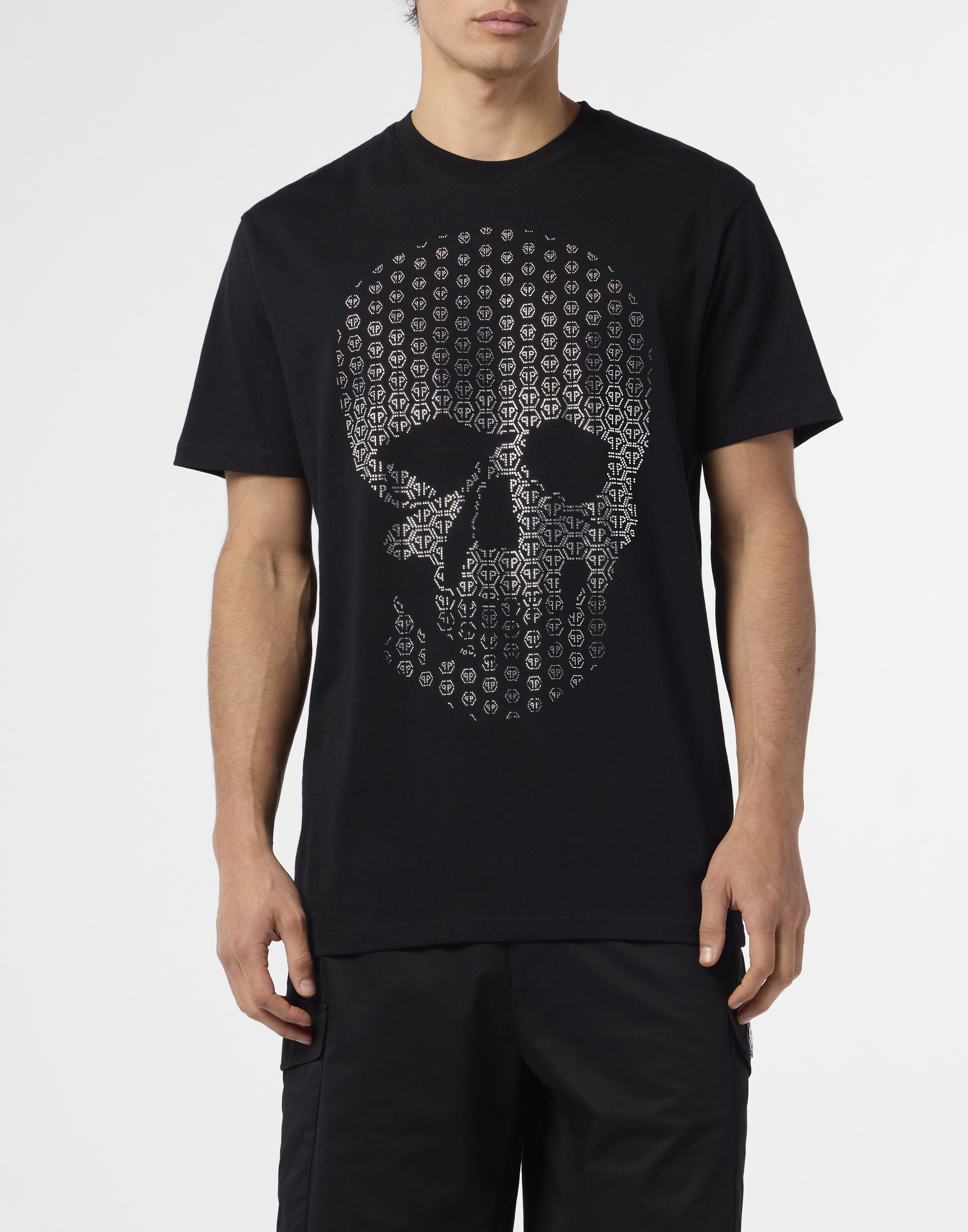 Rundhals T-shirt med skall och strassskall