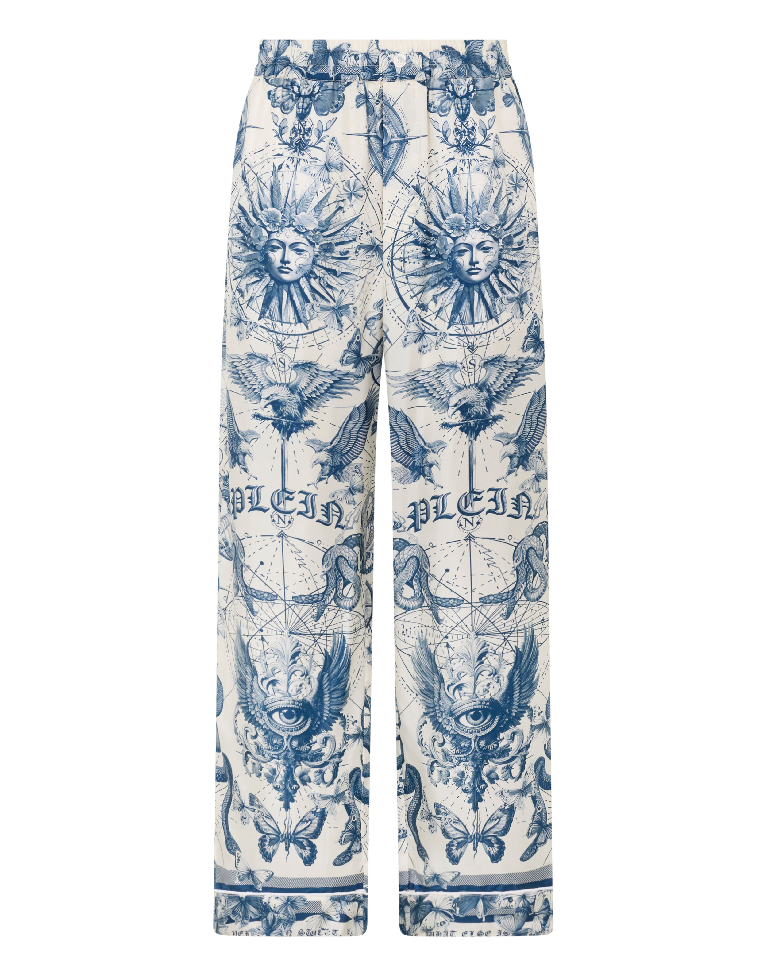 Silkpyjamas med fjärilstämplad mönster