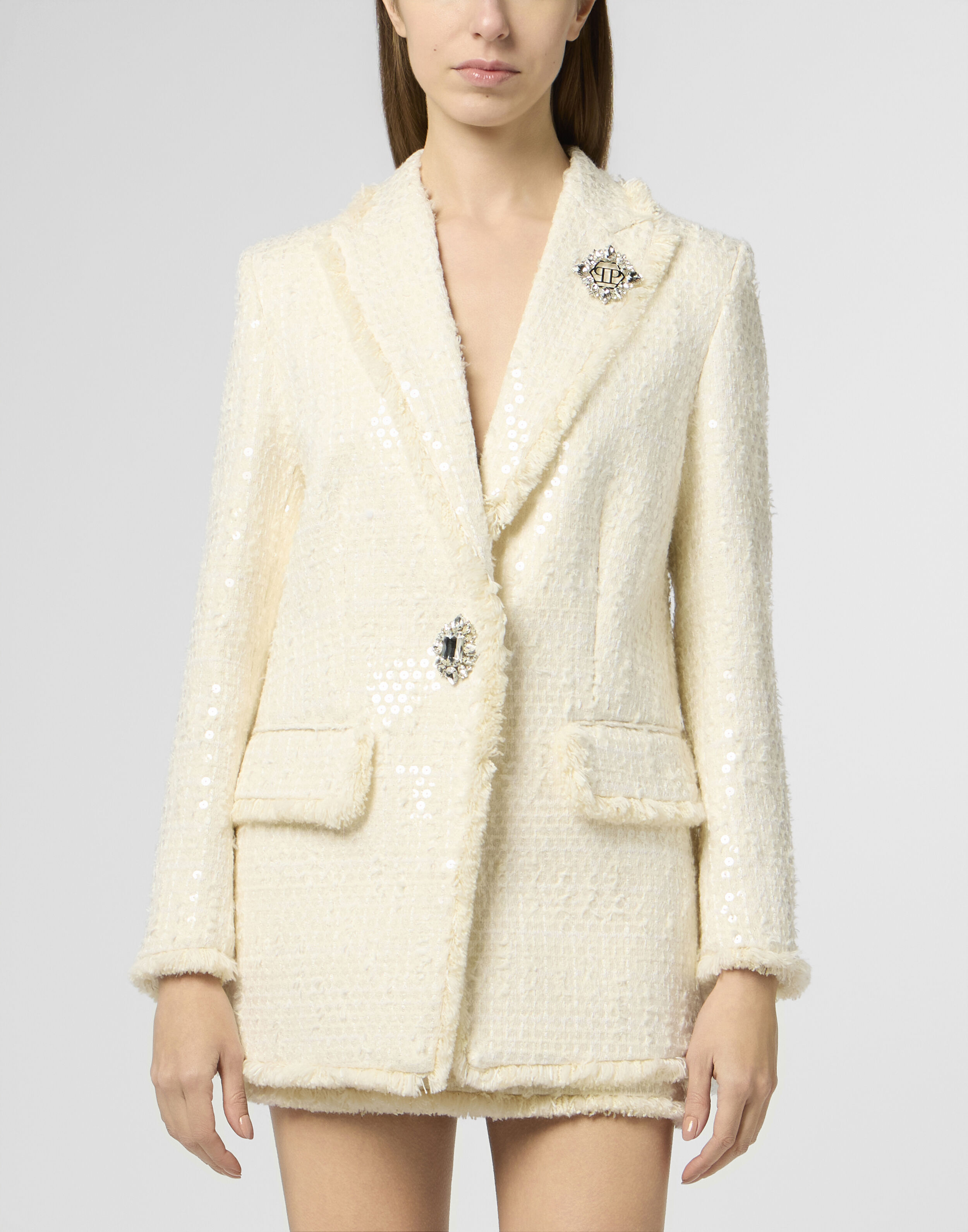 Tweed Boyfriends Fit Blazer Pailletter