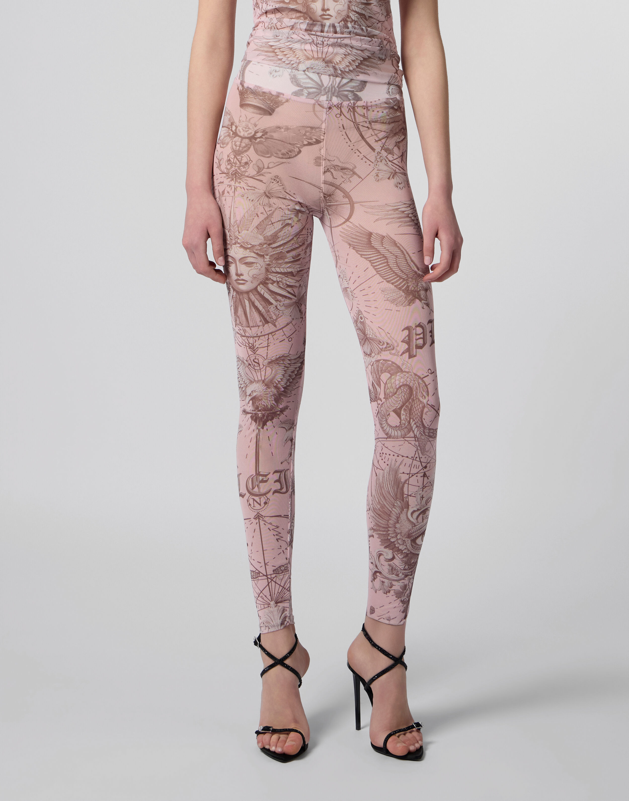Tulle-leggings med fjärilstämplad mönster