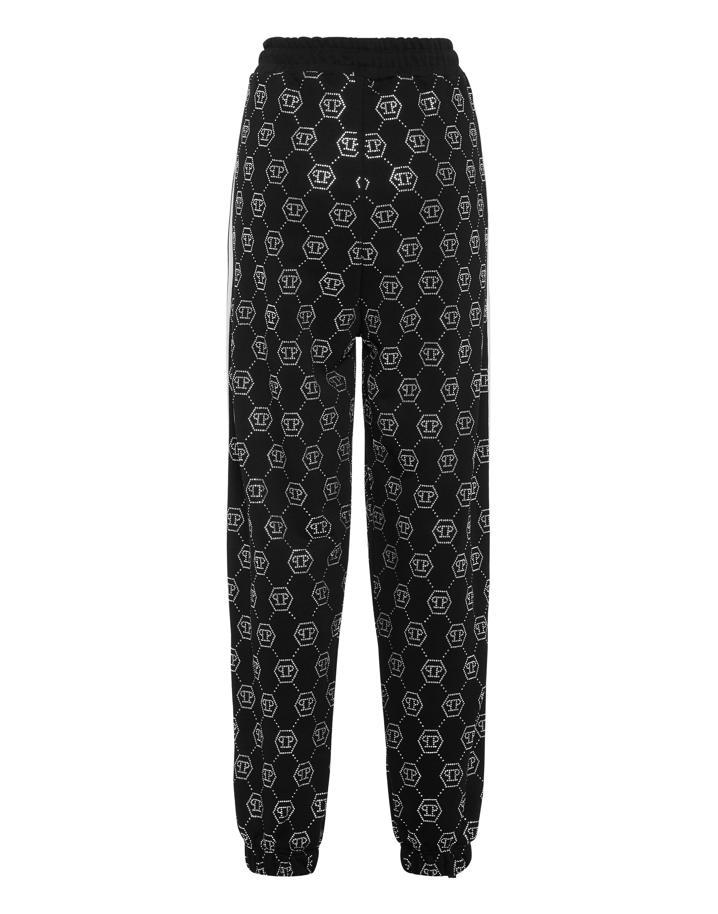 Vårdad flanellbyxor med monogram och strass